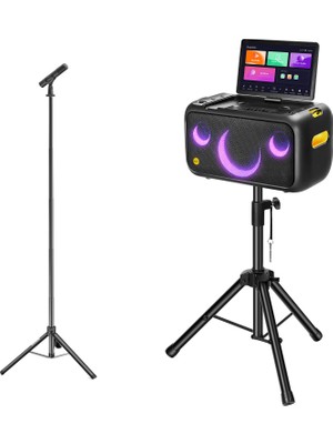 Ikarao Partybox Hoparlör ve Mikrofon Standlı Break X1 800W Karaoke Bluetooth Hoparlör Seti
