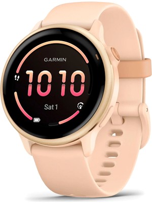 Garmin Vivoactive 6 42 mm Metalik Pembe Silikon Kayışlı Akıllı Saat