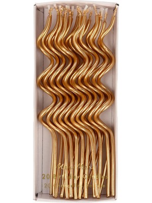 Meri Meri Altın Rengi Kıvrımlı 20'li Pasta Mumları