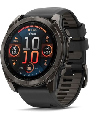 Garmin Fenix 8 Amoled Sapphire 51MM Karbon Gri Dlc Silikon Kayışlı Akıllı Saat
