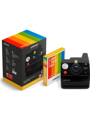 Polaroid Now+ Gen 3 Siyah Şipşak Fotoğraf Makinesi + Color Film Bundle 8 Film