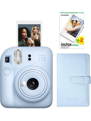 Fujifilm Instax Mini 12 Mavi Fotoğraf Makinesi + 20'li Film ve Laporta Albüm Seti