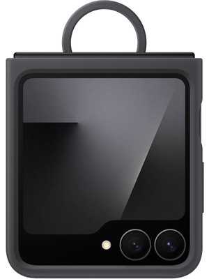 Samsung Galaxy Z Flip Fe Yüzüklü Siyah Silikon Telefon Kılıfı