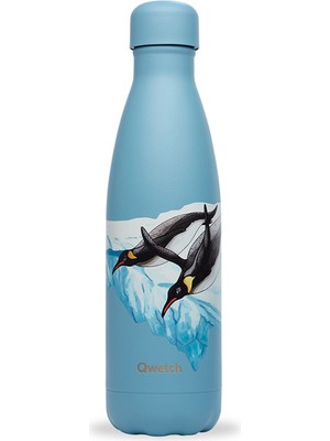 Qwetch QD3465 Penguen Desenli Isı Yalıtımlı Açık Mavi Termos 500 ml