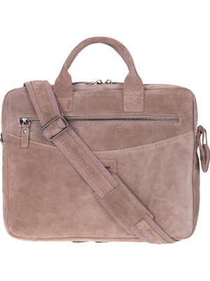 BloominBag Sand Still Krem Bej Süet Deri 13-14" MacBook Laptop Çantası