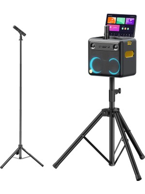 Ikarao Partybox Hoparlör ve Mikrofon Standlı Break X2 600W Karaoke Bluetooth Hoparlör Seti