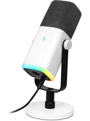 Fifine Am8 Usb/xlr Dinamik Rgb Beyaz Stüdyo Mikrofonu