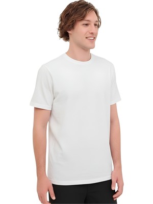 MB CT110 Pm C Nk T-Sh 6fx Lumberjack Erkek T-Shirt A102064394 Kırık Beyaz