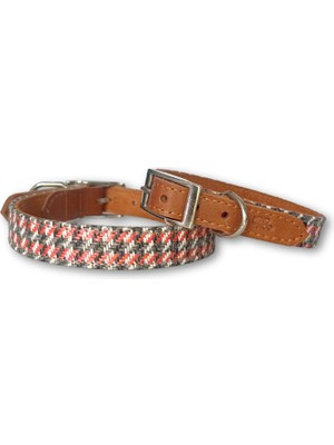 Mind The Mod Hound’s Tooth Kırmızı Deri Köpek Boyun Tasması
