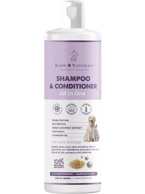 Kahu Naturals All-In-One %100 Doğal Nemlendirici Inci ve Yulaf Proteini Köpek Şampuanı 400 ml