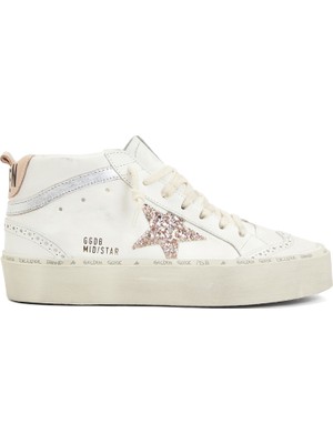Golden Goose Mid Star Pembe Beyaz Kadın Deri Sneaker