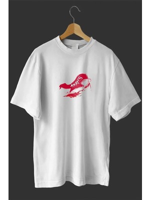 Zenviaa 1 Mayıs Emekçiler Günü Baskılı Oversize Bisiklet Yaka T-Shirt - Beyaz ZENVIAAC12