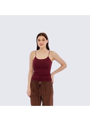 Trender Lastik Askı Uzun Kadın Atlet 580-04 Bordo