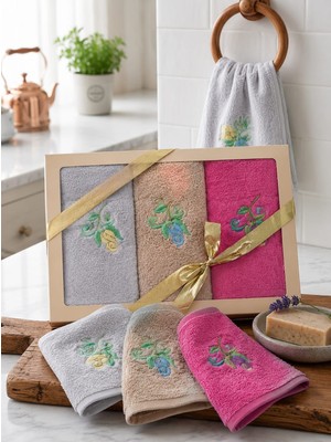 Merty Home 3’lü Kutulu 30X50 Mutfak Havlusu El Havlusu %100 Pamuk Yüksek Su Emici Çeyizlik Hediyelik Set