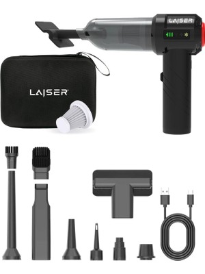 Laiser Mini Katlanabilir LED Ekranlı 17.000 Pa 3in1 Çekme-Vakum-Üfleme Özellikli Şarjlı Araç Süpürgesi