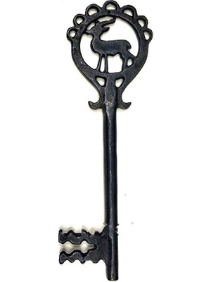Hace Bazaar Geyik Figürlü Dekoratif Anahtar 250X80 mm - Büyük Boy Vintage Rustik Mobilya Sandık Aksesuar S�