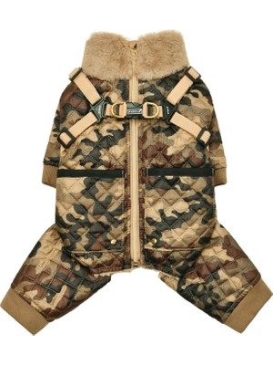 Puppia Bylur Jumpsuit Bej Tasmalı Köpek Tulumu