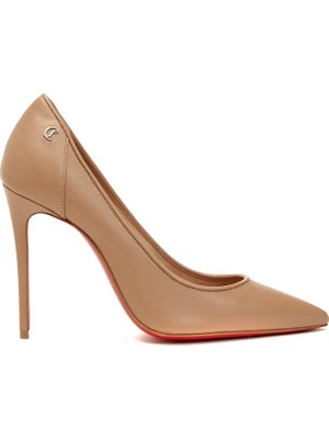 Christian Louboutin Sporty Kate Nude Deri Topuklu Ayakkabı