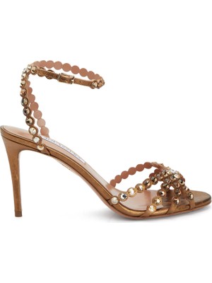 Aquazzura Tequila Gold Deri Topuklu Ayakkabı