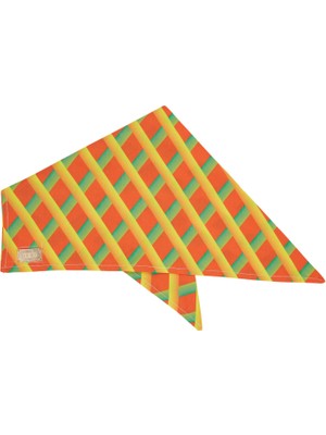 Monido Turuncu Geometrik Desenli Köpek Bandana