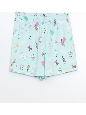 Lc Waikiki Yeni Sezon Beli Lastikli Baskılı Kız Çocuk Pijama Şort