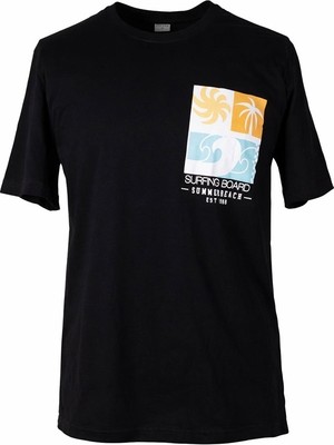 Trender Erkek O Yaka T-Shirt Surfıng Siyah