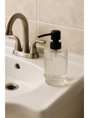 Bezos Cam Şeffaf Sıvı Sabunluk 200 ml Banyo Lavabo