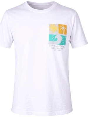 Trender Erkek O Yaka T-Shirt Surfıng Ekru