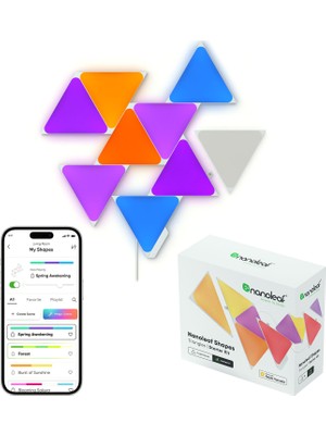 Nanoleaf Beyaz Üçgen 9 Parça Akıllı Rgbw App Kontrollü Duvar Paneli