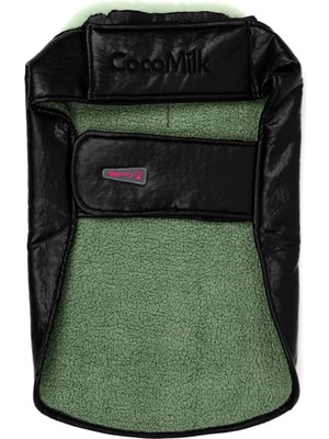 Yeşil Peluş Deri Büyük Irk Köpek Mont