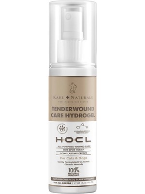 Kahu Naturals Tenderwound Care Hydrogel Tahriş Kesik ve Yanıklarda Etkili Kedi ve Köpek Yara Bakım ve Deri Onarım Jeli 100 ml