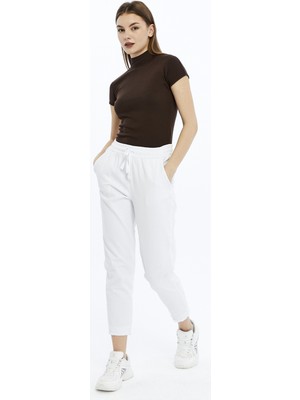 Çarlı Tekstil Kadın Kanvas Pantolon 4228 Beyaz