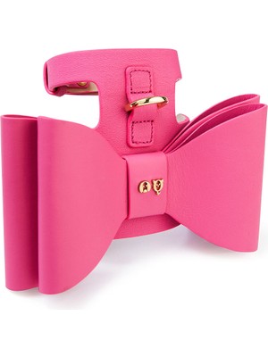 Moshiqa Metapink Bow Pembe Deri Köpek Göğüs Tasması