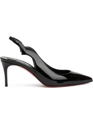 Christian Louboutin Hot Chick Sling Siyah Rugan Topuklu Ayakkabı