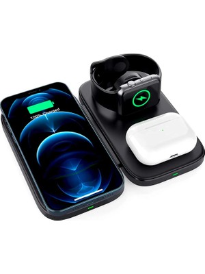 Ally W66 15W 3 In1 Android + iPhone Taşınabilir Mini Kablosuz Hızlı Şarj Stand? - 7954-2084