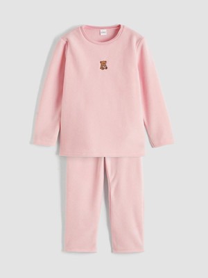 LC Waikiki Ayı Nakışlı Kız Çocuk Polar Pijama Takım  (W6)