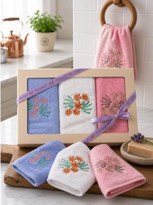 Merty Home 3’lü Kutulu 30X50 Mutfak Havlusu El Havlusu %100 Pamuk Yüksek Su Emici Çeyizlik Hediyelik Set