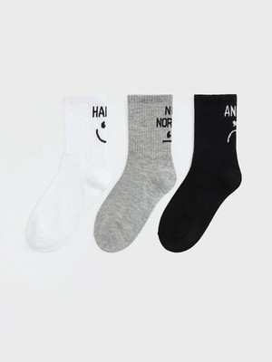 LC Waikiki Baskılı Kadın Soket Çorap 3 Lü  (W6)