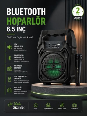 10W Güçlü Ses Performanslı Bluetooth Karaoke Hoparlörü - 4359-5949
