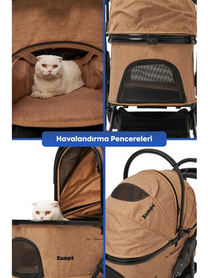 Zampa Melona Kahve Kedi ve Köpek Taşıma Arabası