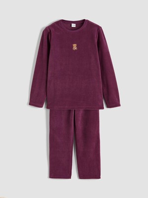 LC Waikiki Ayı Nakışlı Kız Çocuk Polar Pijama Takım  (W6)
