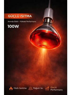 Eco Lounge 100W Isıtıcı Ampul Kırmızı Isı Lambası Civciv Kümes Kuluçka E27 Duy Isıtma Ampulü