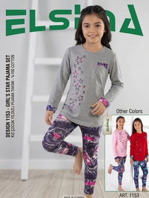 ELSIMA1153 Kız Çocuk Taytlı Pijama Takımı