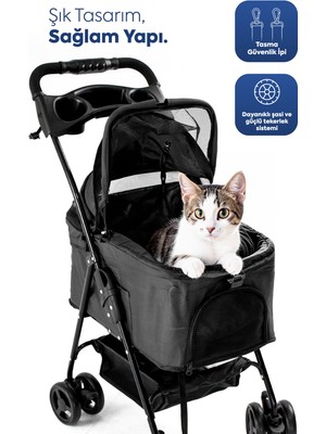 Zampa Verstappen Siyah Kedi ve Köpek Taşıma Arabası
