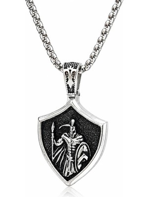 Ak Store Silver Erkek Cesaret, Güç, Aile (Courage,strength,family) K-184 Paslanmaz Kromix Çelik Gümüş Kaplama Kolye