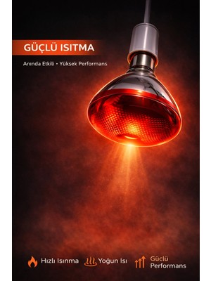 Eco Lounge 150W Isıtıcı Ampul Kırmızı Isı Lambası Civciv Kümes Kuluçka E27 Duy Isıtma Ampulü