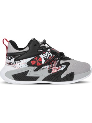 Slazenger Knıght I Unisex Çocuk Cırt Cırtlı Gri / Kırmızı Günlük Spor Ayakkabısı