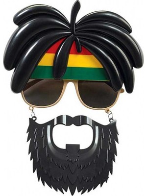 Aesco Rasta Peruklu Rasta Sakallı Bob Marley Bıyıklı Parti Gözlüğü 27X18 cm