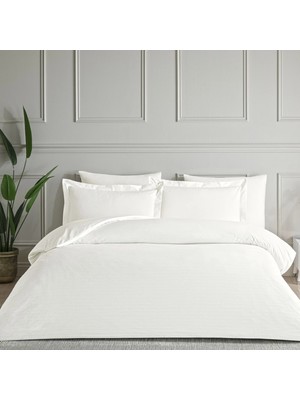 Linens White Collection Siren Uc Pamuk Jakar Çift Kişilik Nevresim Takımı Beyaz