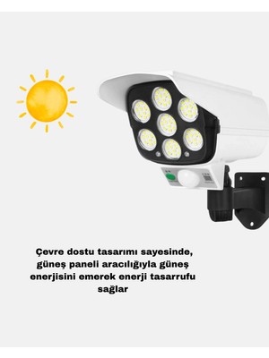 Eco Lounge Güneş Paneliyle Şarj Olan Hareket Sensörlü Dış Mekan Güvenlik Lambası Ayarlanabilir